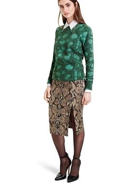 NWT Altuzarra for Target 98% Cotton Brown and Tan Snakeskin Print Pencil Skirt